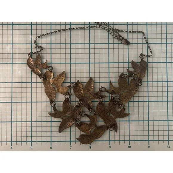 Brass Bird Bib Necklace VTG Granny Core Boho Core No Sig 70's - Picture 4 of 6